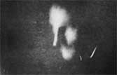 First photograph exposed by phosphorescent light, taken of Tesla in his laboratory