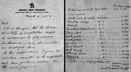 Tesla's pigeon feed menu.