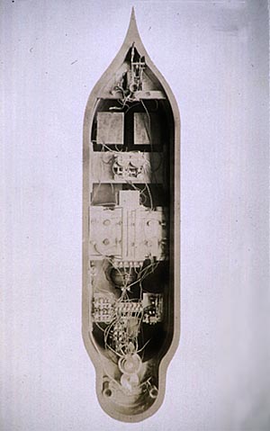 Interior of Tesla's remote-controlled boat.